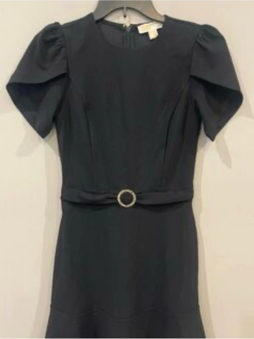 0168 Michael Kors Black Midi Dress with Ring-Belt